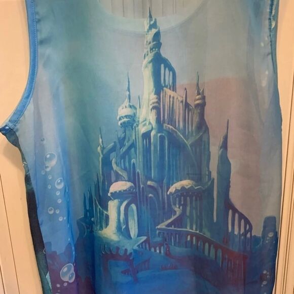 The Little Mermaid Princess Ariel Sheer Chiffon Tank Top Shirt Disney M - Picture 2 of 4